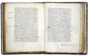 Photo of the original trial transcript manuscript